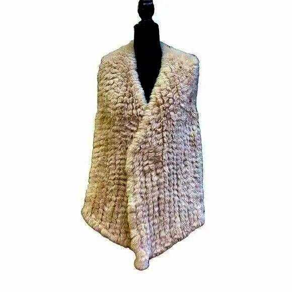 Miami Cream Faux Fur Sleeveless Vest - Size Large - Picture 6 of 6